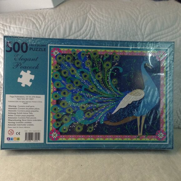 NWOT Elegant Peacock puzzle; 500 Pcs; Family Fun, Colorful, Peacock, Bohemian - Picture 2 of 3
